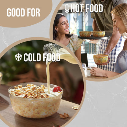 White Gold Rim Disposable Plastic Bowls - 16 Oz, 30 Count - Large, Heavy Duty - Perfect for Weddings & Parties