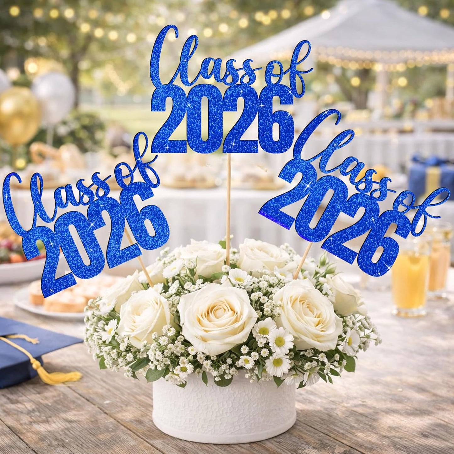 Class of 2026 Centerpieces Sticks for Graduation, 16 Pcs Graduation Decorations Cake Toppers, Graduation Theme Party Decorations Supply(BG)