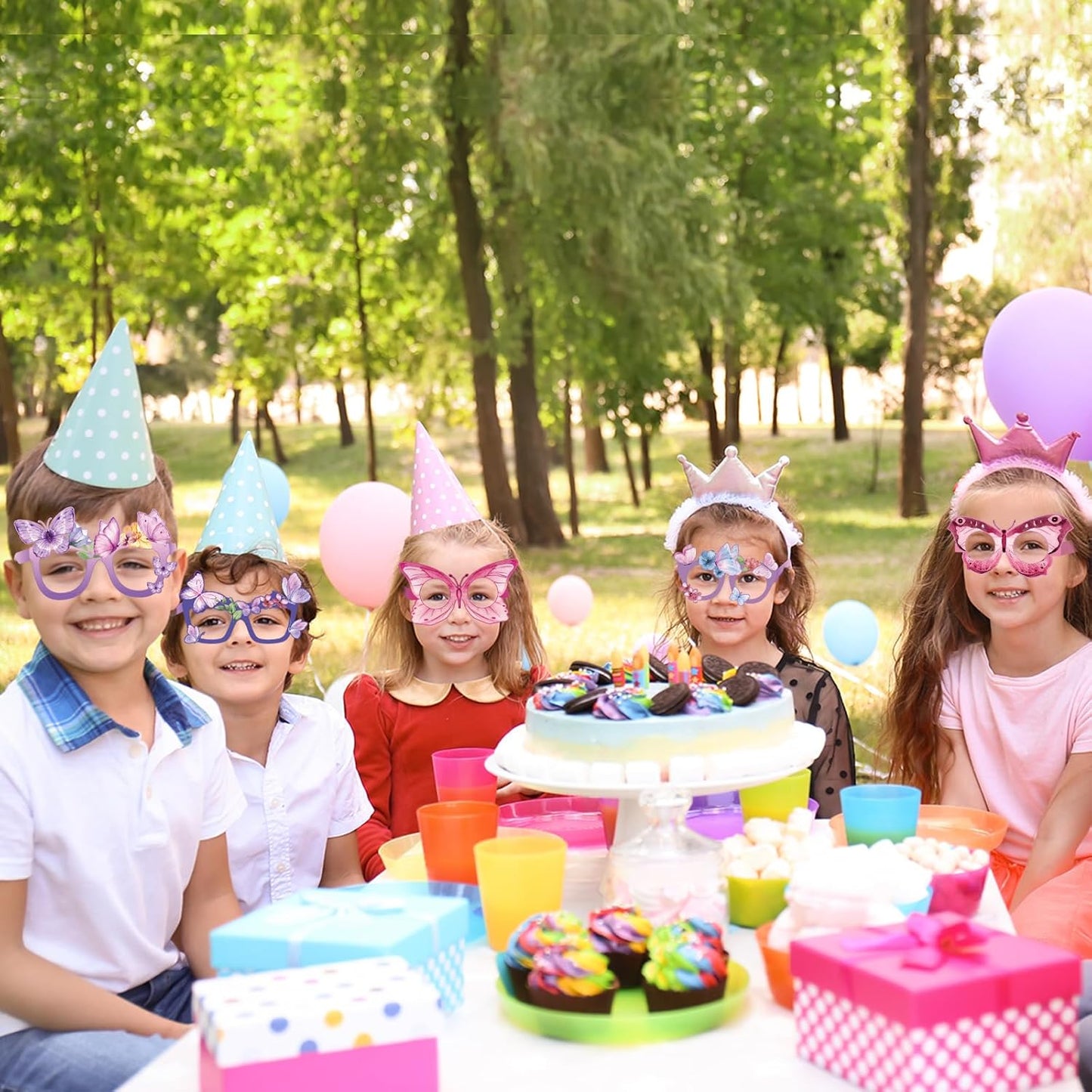 32 Pcs Spa Party Favors Paper Glasses Makeup Paper Eyeglasses Frames Spa Photo Booth Props Selfie Props for Makeup Birthday Party Decorations