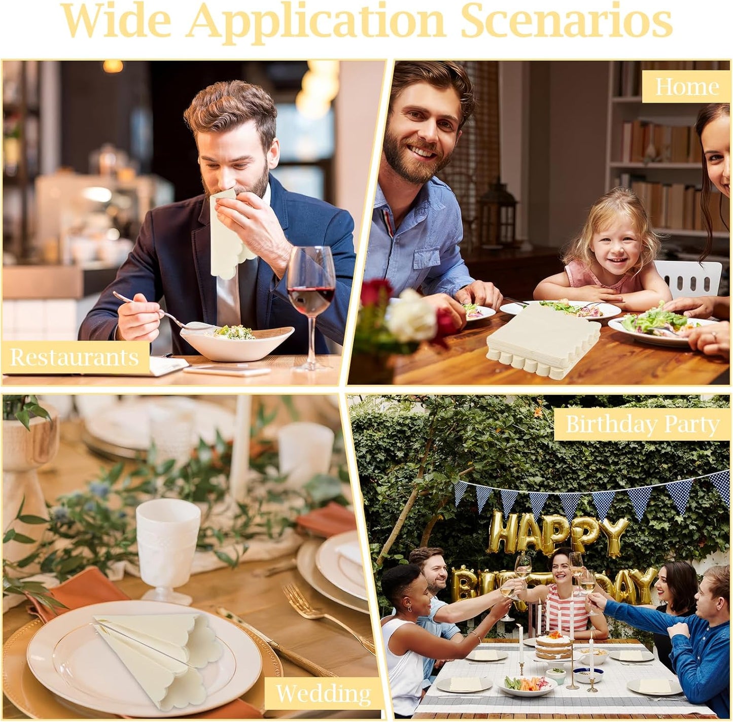 100 Pcs Cocktail Napkins, 2-Ply 5 x 5 Inches Disposable Scalloped Napkins, Thick Premium Dessert Napkins for Party, Wedding, Dinner, Birthday, Anniversary, Festival (Sage Green)