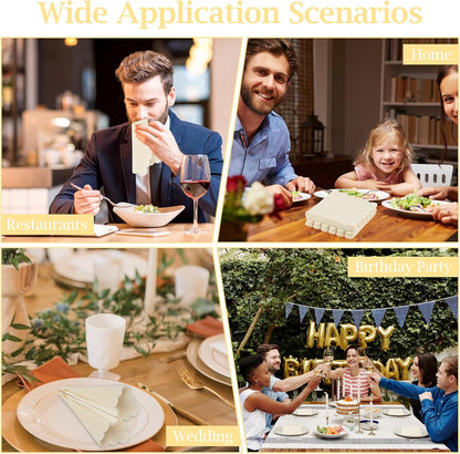 100 Pcs Cocktail Napkins, 2-Ply 5 x 5 Inches Disposable Scalloped Napkins, Thick Premium Dessert Napkins for Party, Wedding, Dinner, Birthday, Anniversary, Festival (Sage Green)