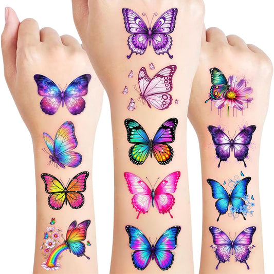 96PCS Wildflower Temporary Tattoos Stickers - Bouquets Flower Themed Birthday Party Favors Floral Birthday Party Decorations Supplies Accessories Gift For Kids Teen Girl Women Classroom Prizes Rewards