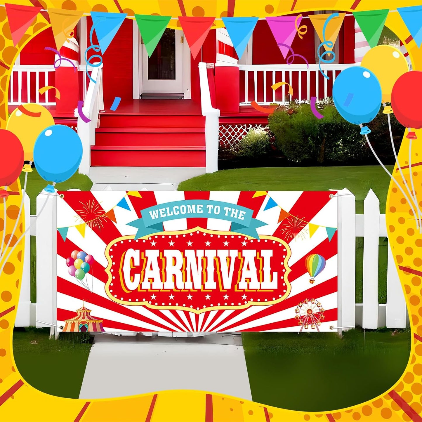 Teenyyou Welcome to the Carnival Banner Carnival Decorations Circus Party Supplies Backdrop for Circus Theme Party Decorations Birthday, 71 x 35 Inch