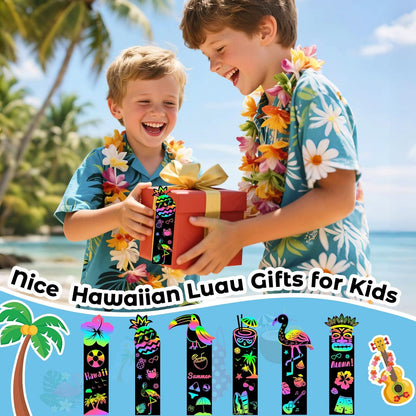 JUNEBRUSHS 30Pcs Ocean Crafts, Rainbow Magic Ocean Animals Scratch Bookmarks Under The Sea Party Favors Games for Activities Summer Arts and Crafts