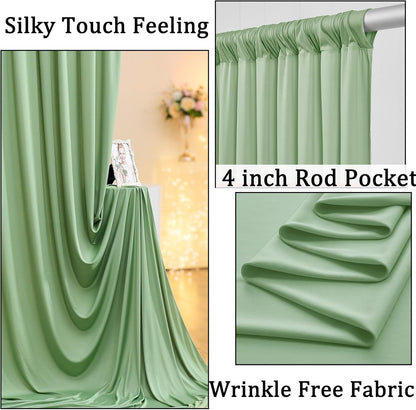 10ftx10ft Black Backdrop Curtains for Weddings Parties, Wrinkle Free 2 Panels Silky Polyester Photo Backdrop Drapes Back Drop Cloth Drapery for Birthday Mother'sDay Photography Background