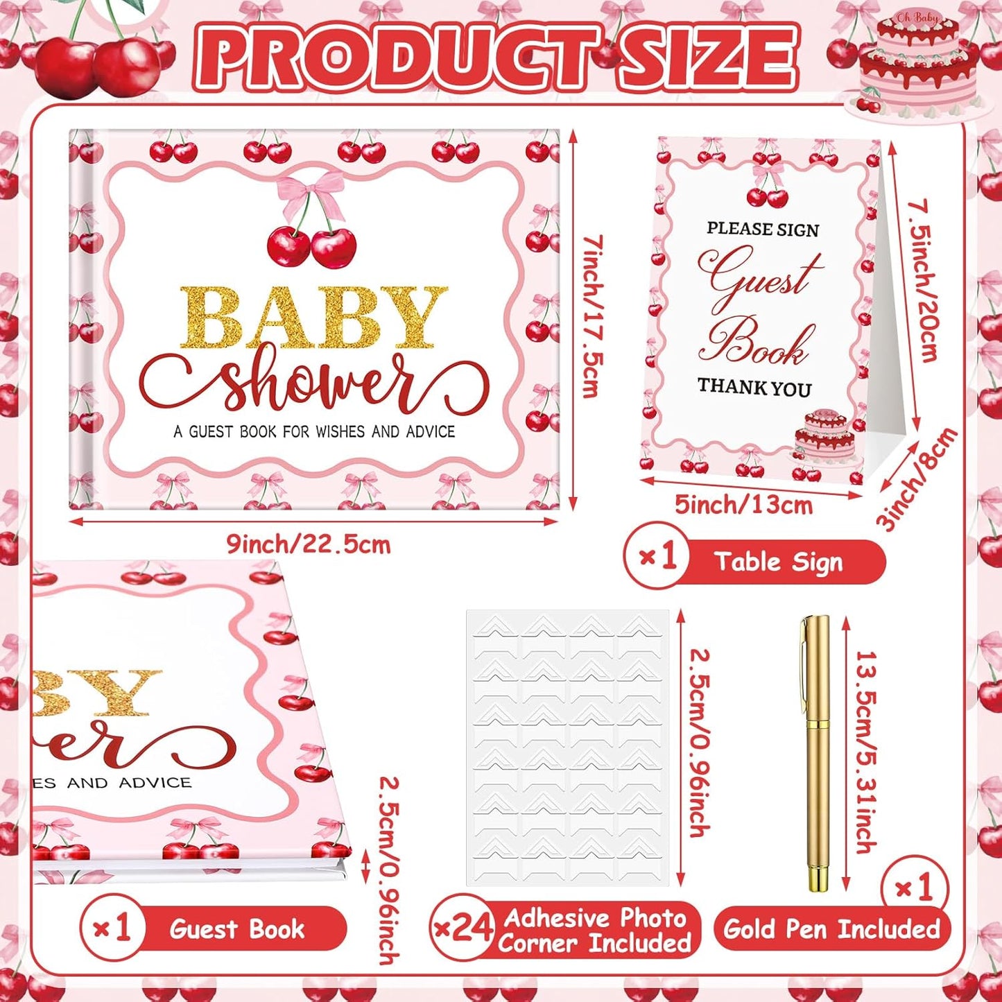 Fuyoooo 27 Pcs Safari Animal Baby Shower Guest Book Set Baby Shower Sign in Guest Floral Book Place Table Cards with Gold Pen Adhesive Photo Corner for Birthday Party