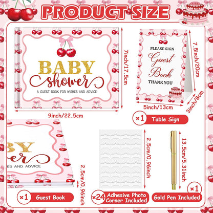 Fuyoooo 27 Pcs Safari Animal Baby Shower Guest Book Set Baby Shower Sign in Guest Floral Book Place Table Cards with Gold Pen Adhesive Photo Corner for Birthday Party