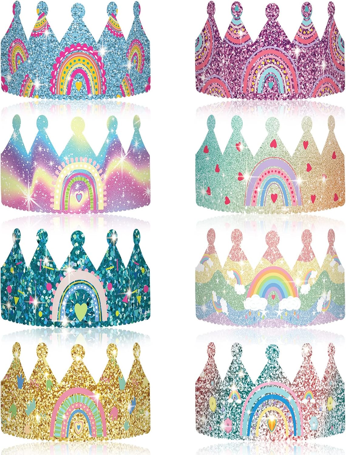 Kathfly Rainbow Birthday Party Hats Crown Headbands for Kids Birthday, Event, Rainbow Theme Party Supplies
