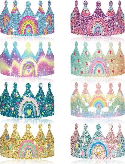 Kathfly Rainbow Birthday Party Hats Crown Headbands for Kids Birthday, Event, Rainbow Theme Party Supplies
