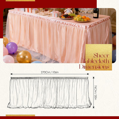 THARAHT Tulle Table Skirt 6FT 180CM Long for Rectangle Tables Round Tables Ruffle Desk Skirt for Princess Girls Birthday Party Cake Dessert Decorations Table Skirt