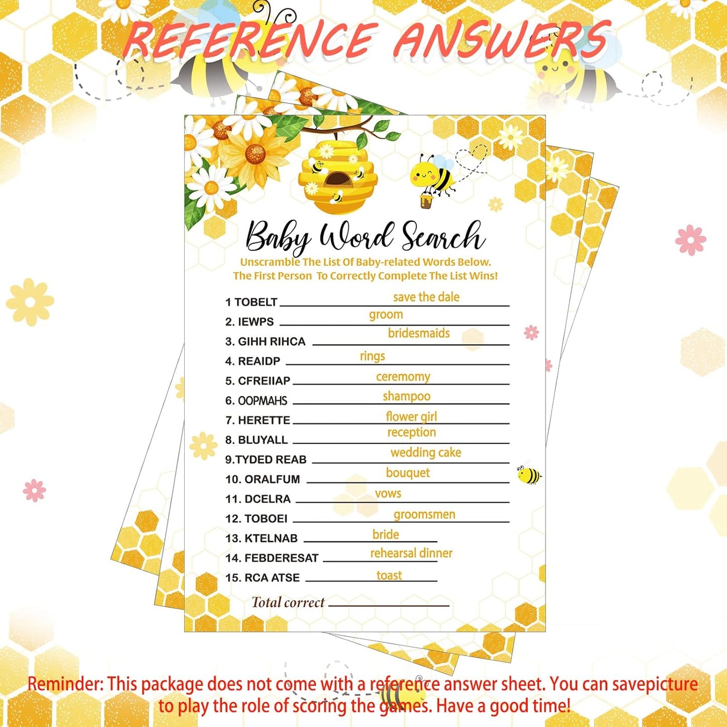 Yinder 145 Pcs Baby Shower Games Activities Cards with 20 Pencils Includes Baby Bingo Description and Wishes Guess Who Price is Right Word Scramble Game(Here Comes the Son)