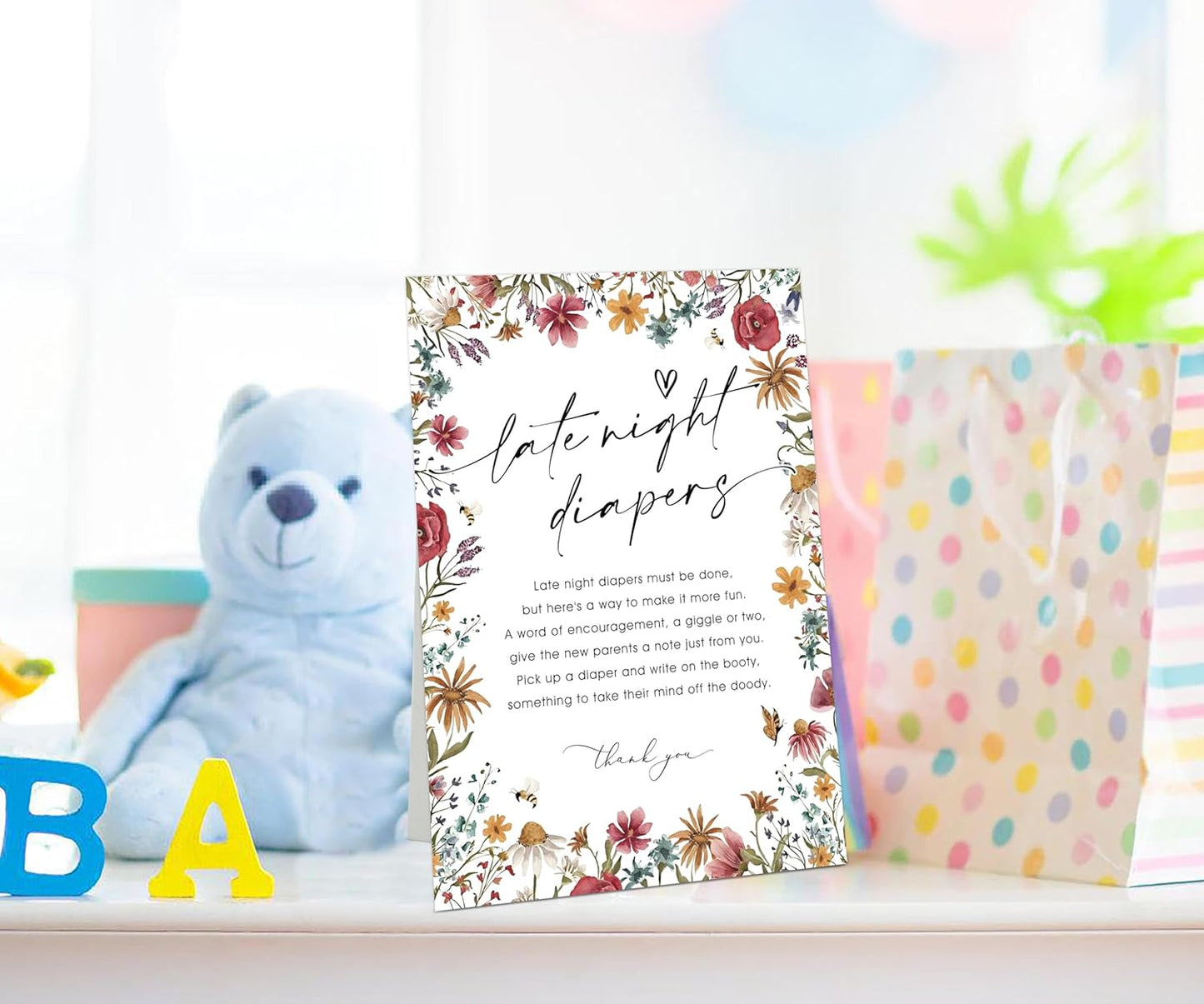 Wild Flower Audio Guest Book Sign, Baby in Bloom Love is in Bloom Decorations, Bridal Shower Baby Shower Wedding Signs for Reception, Floral Party Table Decor, 8 x 11 Inch
