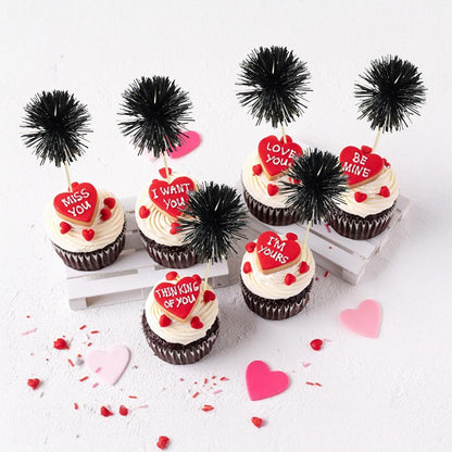 Ephlyn 30Pcs Foil Firework Cupcake Toppers Sparkle Tinsel Cupcake Picks Drink Stirrers Cocktail Food Fruit Toothpicks for Baby Shower Graduation Party Supplies White