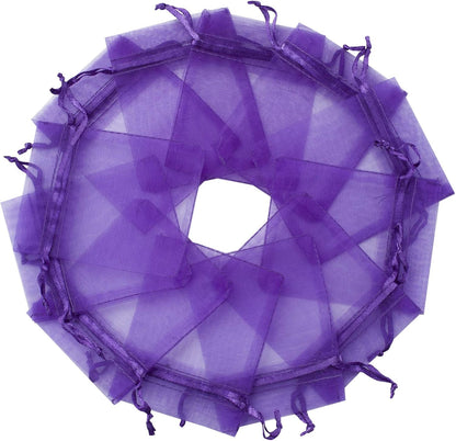 100pcs White Organza Bags 2x3 inch Sheer Drawstring Gift Bags Jewelry Pouches Wedding Party Christmas Favor Gift Bags, Little Mesh Gift Pouches Mini Candy Bags for Small Presents Earrings