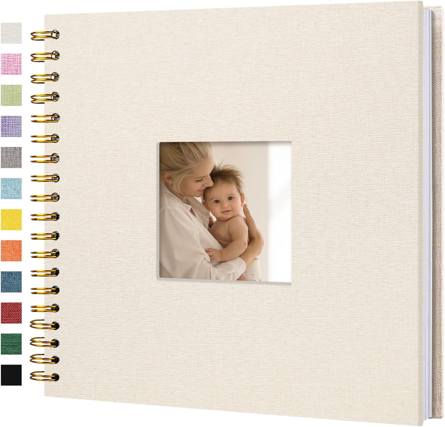 8 x 8 Inch Scrapbook Photo Album Linen Cover 20 Sheets/ 40 Pages, Hardcover Kraft White Pages Memory Book, for Travel Wedding Guest Book Christmas Baby Shower Fits 4x6 & Instant Photos, Beige