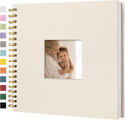 8 x 8 Inch Scrapbook Photo Album Linen Cover 20 Sheets/ 40 Pages, Hardcover Kraft White Pages Memory Book, for Travel Wedding Guest Book Christmas Baby Shower Fits 4x6 & Instant Photos, Beige
