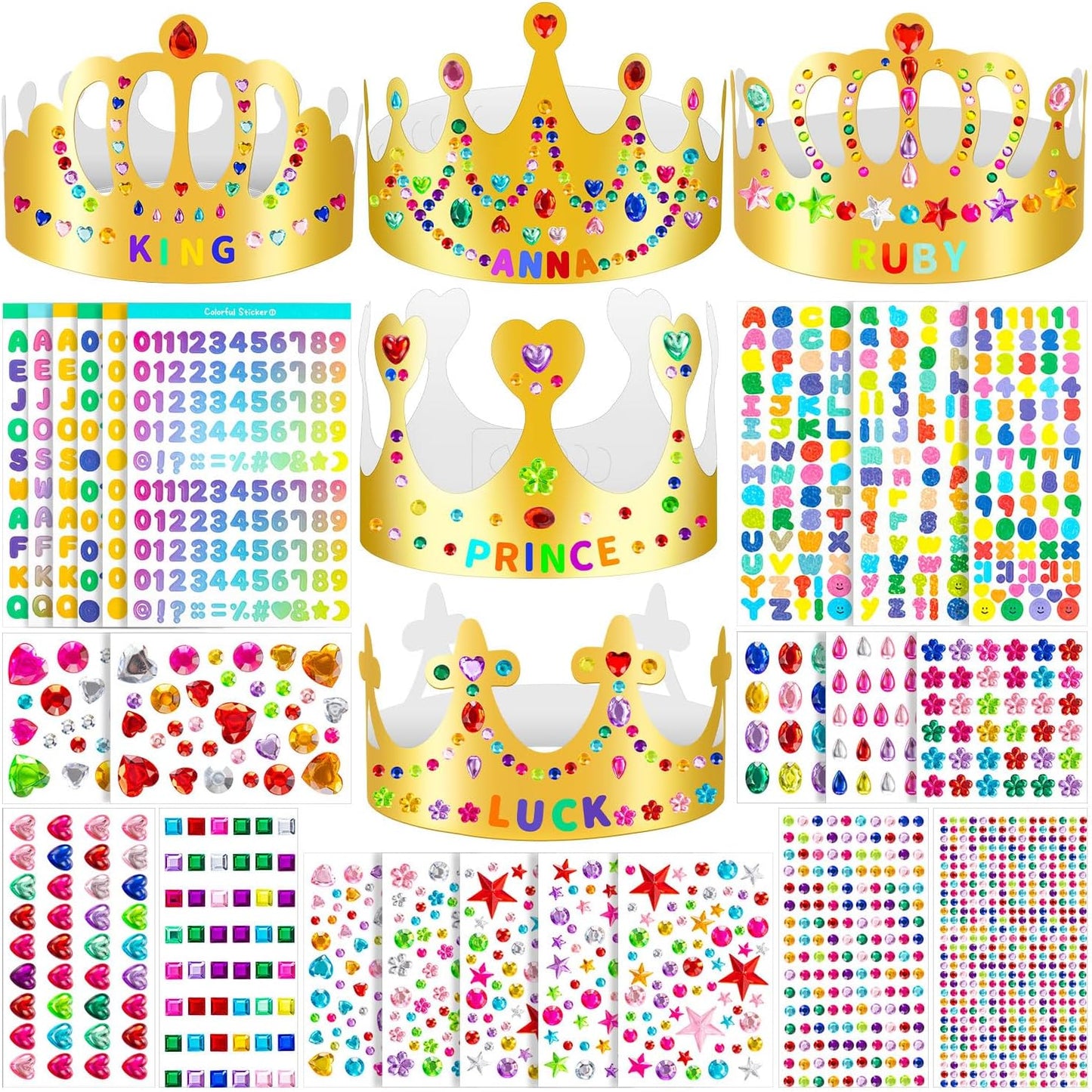 Gold Paper Crowns, Diy Birthday King Crowns Craft to Decorate, Paper Prince Princess Crown Hats for School Classroom
