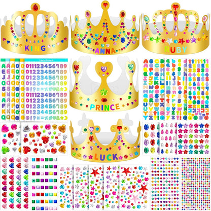 Gold Paper Crowns, Diy Birthday King Crowns Craft to Decorate, Paper Prince Princess Crown Hats for School Classroom