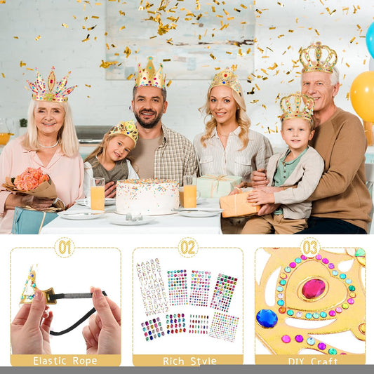 Civaner 17 Pcs Princess Party Crowns Set DIY Tiaras Making Kit for Kids with Diamond Stickers, Party Favors and Supplies