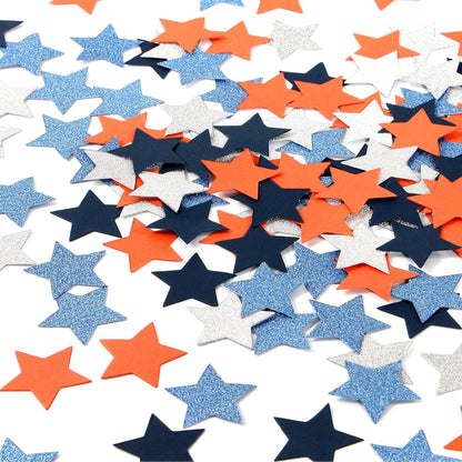 300pcs Navy Blue White Silver Confetti,Glitter Paper decor Twinkle Little Star Table Confetti,Birthday Graduation 2024 Fathers Day Wedding Baby Shower Party Decorations Circle Dots Lasting Surprise