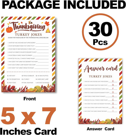 Thanksgiving Scavenger Hunt Game Set, 30 Harvest Stripes Theme Double-Sided Game Cards for Thanksgiving Parties, Family, Friends & Classroom Activities -B04