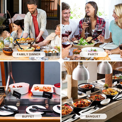 Mwellewm 18Pcs Serving Utensils, 10'' Plastic Serving Utensils Set, Disposable Serving Spoons for Buffet, Large Serving Tongs for Food, Heavy Duty Party Supplies for Salad Soup Cooking Catering(Black)