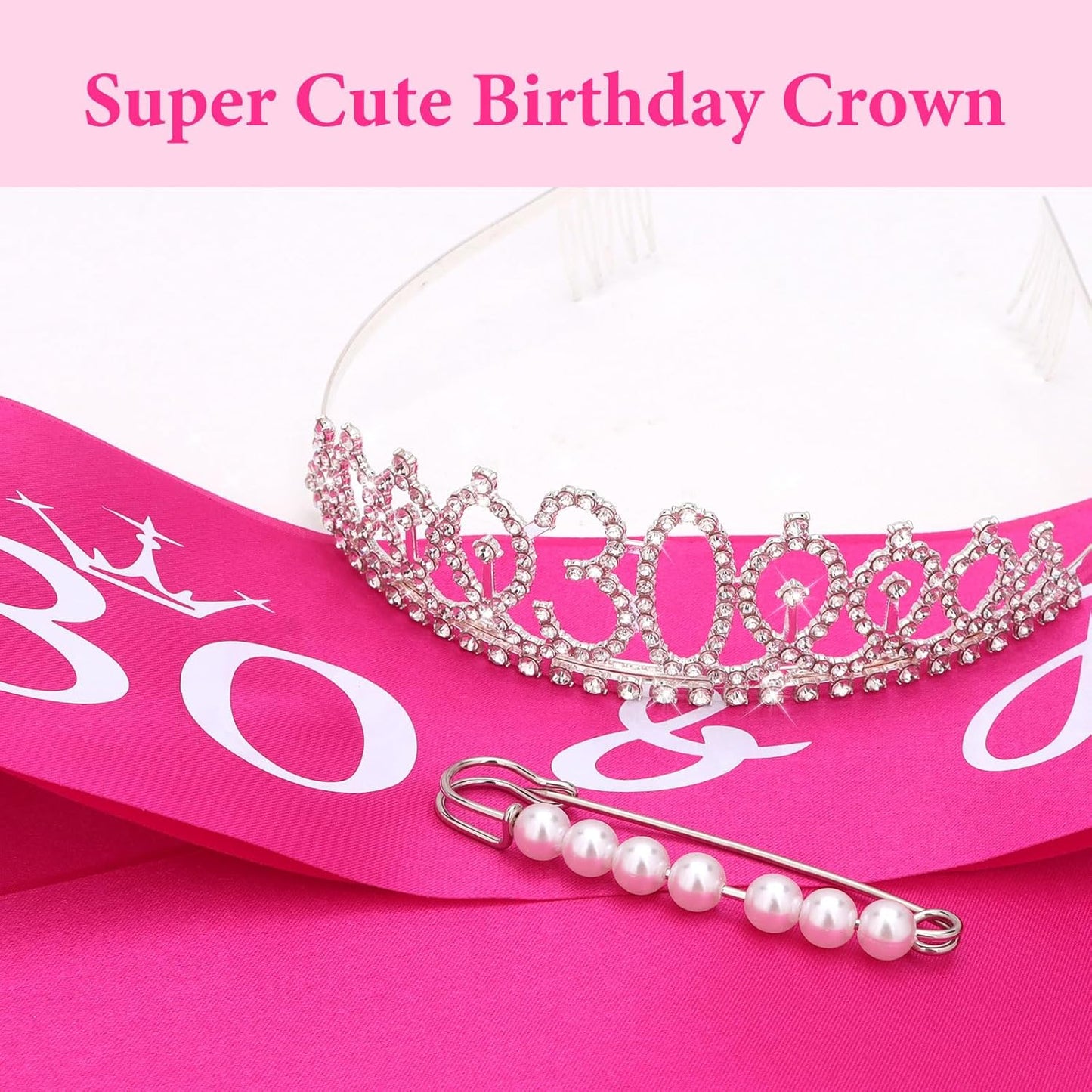 CAVETEE Silver Birthday Crown for Girls Birthday Decorations Birthday Gifts for Women and Girls
