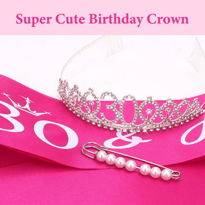 CAVETEE Silver Birthday Crown for Girls Birthday Decorations Birthday Gifts for Women and Girls