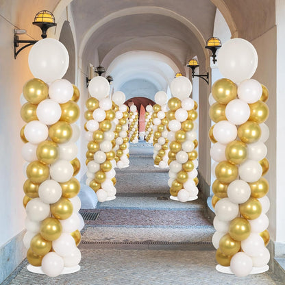 2 Set Black and Gold Balloons Column Stand Kit with 100 Balloons Adjustable Balloon Stand with Bases for Floor Black Gold Confetti Balloon Column Kit for Bridal Shower Valentine Birthday Party Decor