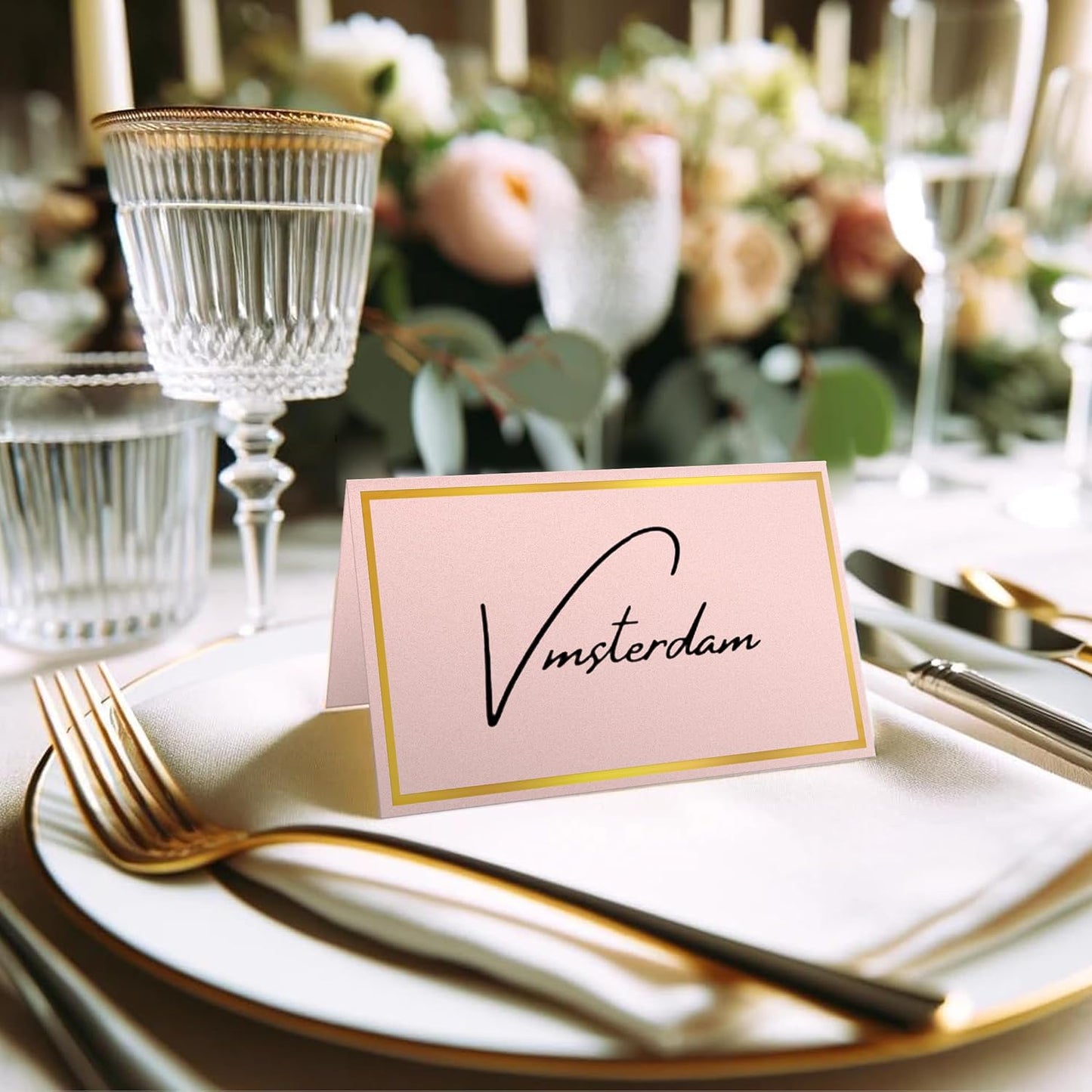 100 Pack Gold Table Cards Place Cards Name Cards for Table Setting, 250g Pearled Table Tents Name Tents, Avery Place Cards for Wedding, Meeting, Party, Reserved Seating Sign (Gold)