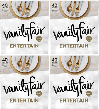Vanity Fair Entertain Paper Napkins, 40 Count, Disposable Napkins Made For Entertaining And Events