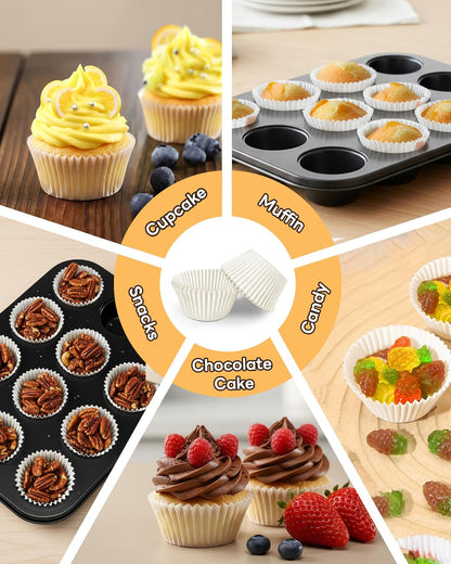 Bake Choice Non-Stick 400pcs Mini Cupcake Liners for Baking, Natural parchment muffin liners for Mini Muffin Pan, Cupcake Pan, Food Grade, Non Stick, Greaseproof