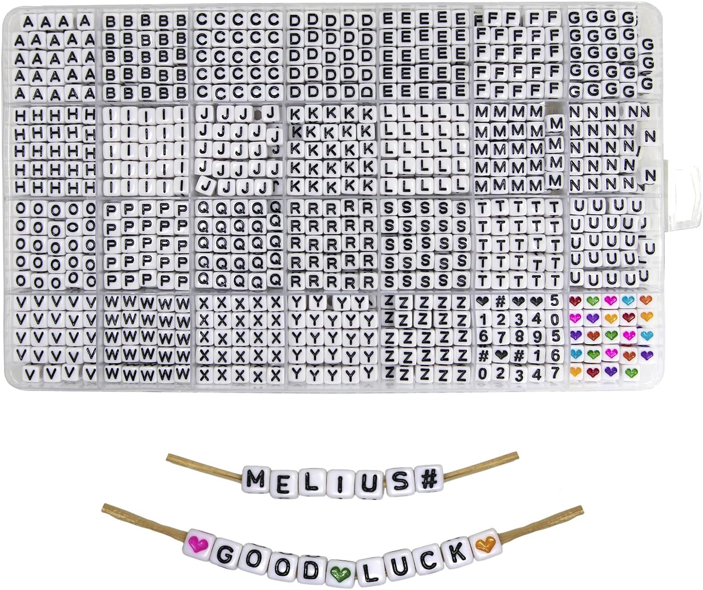 Melius 1450Pcs Acrylic Glow Letter Beads, Alphabetical Glowing in The Dark Beads in 28 Grid Box for Jewelry Making, DIY Bracelets, Necklaces, Key Chains (Glowing, 4x7mm)