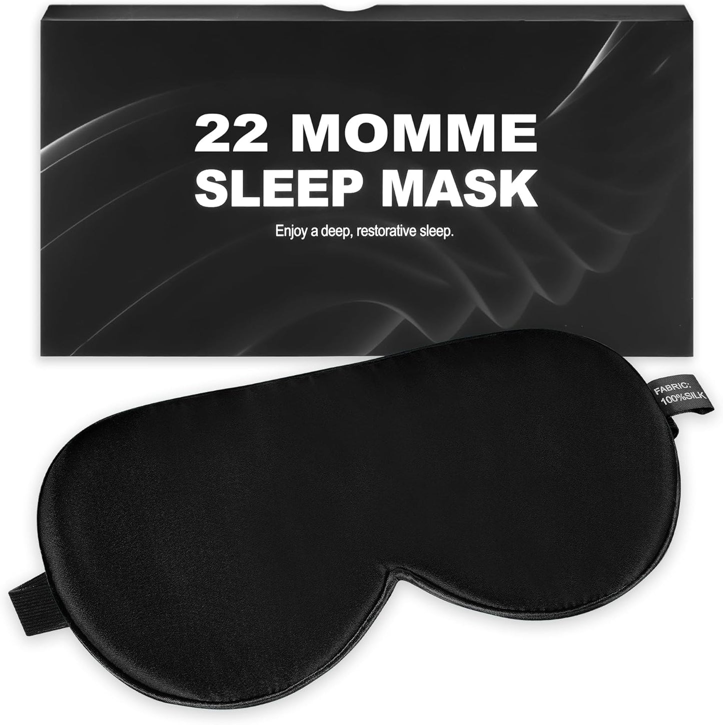 Silk Eye Mask with Adjustable Strap, Satin Blackout Sleeping Mask for Men&Women, Comfortable Blindfold Eyeshade for Night Sleep(Blue)