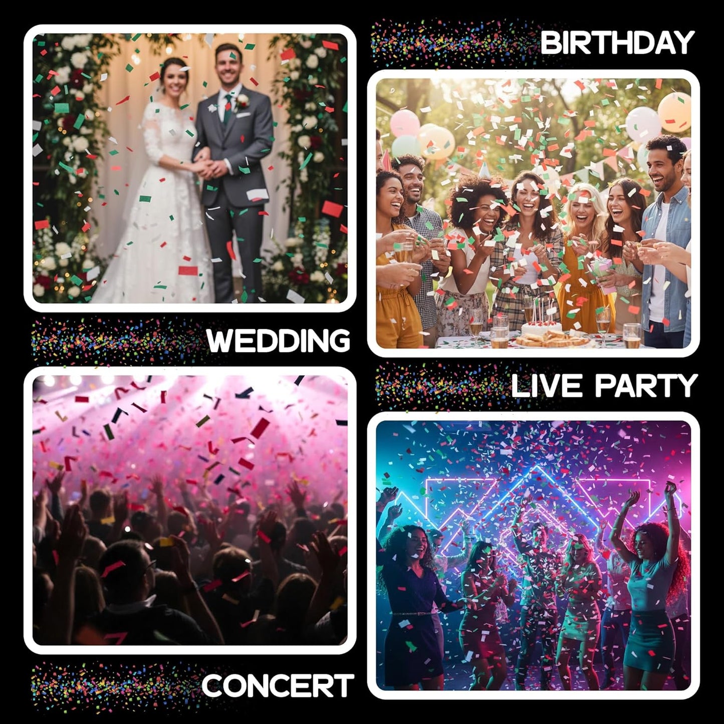 Ultimate Confetti, Multicolor Biodegradable Confetti - Rectangular Fluttering Tissue Paper Confetti for Cannon and Launcher use - Best for Holidays, Birthday, Wedding, and Parties - 1 lb, 16 oz