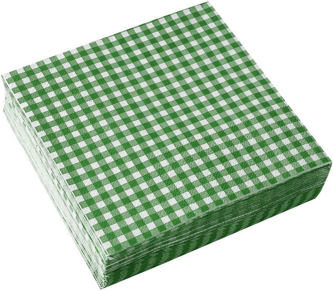Gatherfun Disposable Red and White Gingham Paper Napkins (Pack of 50)