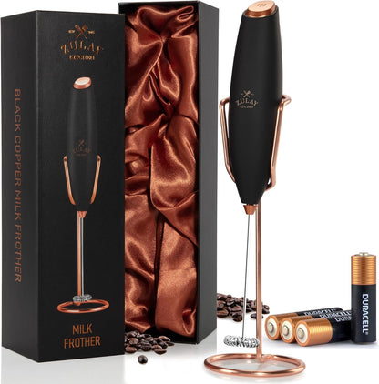 Zulay Kitchen Powerful Milk Frother Wand With Duracell Batteries - Ultra Fast Handheld Drink Mixer - Electric Whisk Foam Maker for Coffee, Lattes, Cappuccino & Matcha - Z1 Motor - Black - Colors B