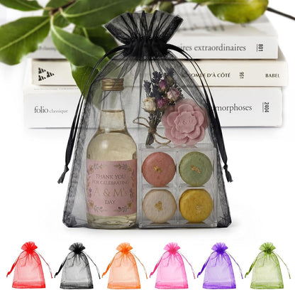 ANZNKU 50PCS Organza Bags 6x9 Large White Gift Bags for Candy Goodie Sachet Jewelry, Mesh Bag Drawstring Sheer Packaging Pouches for Wedding Favors Mother's Day Birthday Party Baby & Bridal Shower