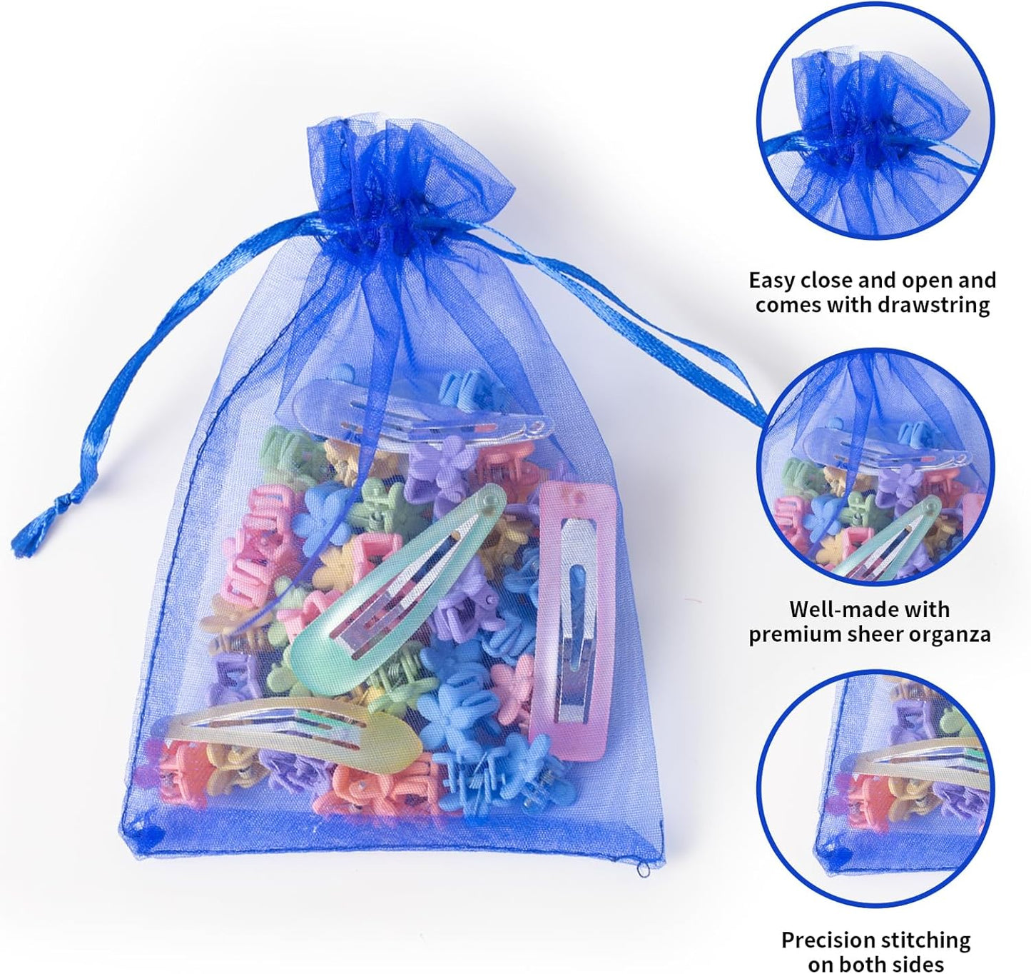 100PCS White Organza Bags, 4x6 Inch Small Mesh Bags Drawstring, Jewelry Gift Bags for Easter, Party, Festival, Bathroom Soaps, Makeup