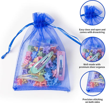 100PCS White Organza Bags, 4x6 Inch Small Mesh Bags Drawstring, Jewelry Gift Bags for Easter, Party, Festival, Bathroom Soaps, Makeup
