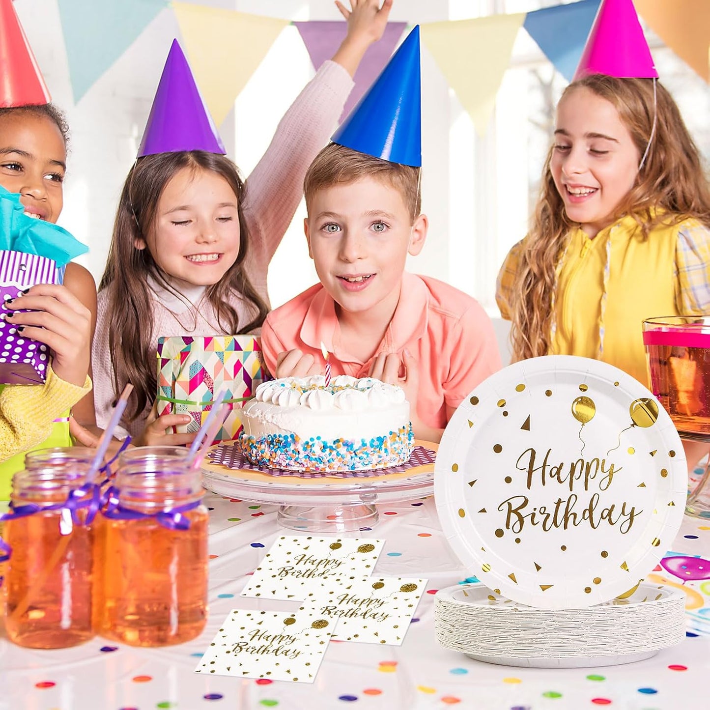75PCS Paper Plates and Napkins Set - White and Gold Dot Disposable Party Dinnerware Includes Paper Plates, Napkins, Forks Decorations for 2026 New Year, Birthday, Wedding and Holiday, Serves 25