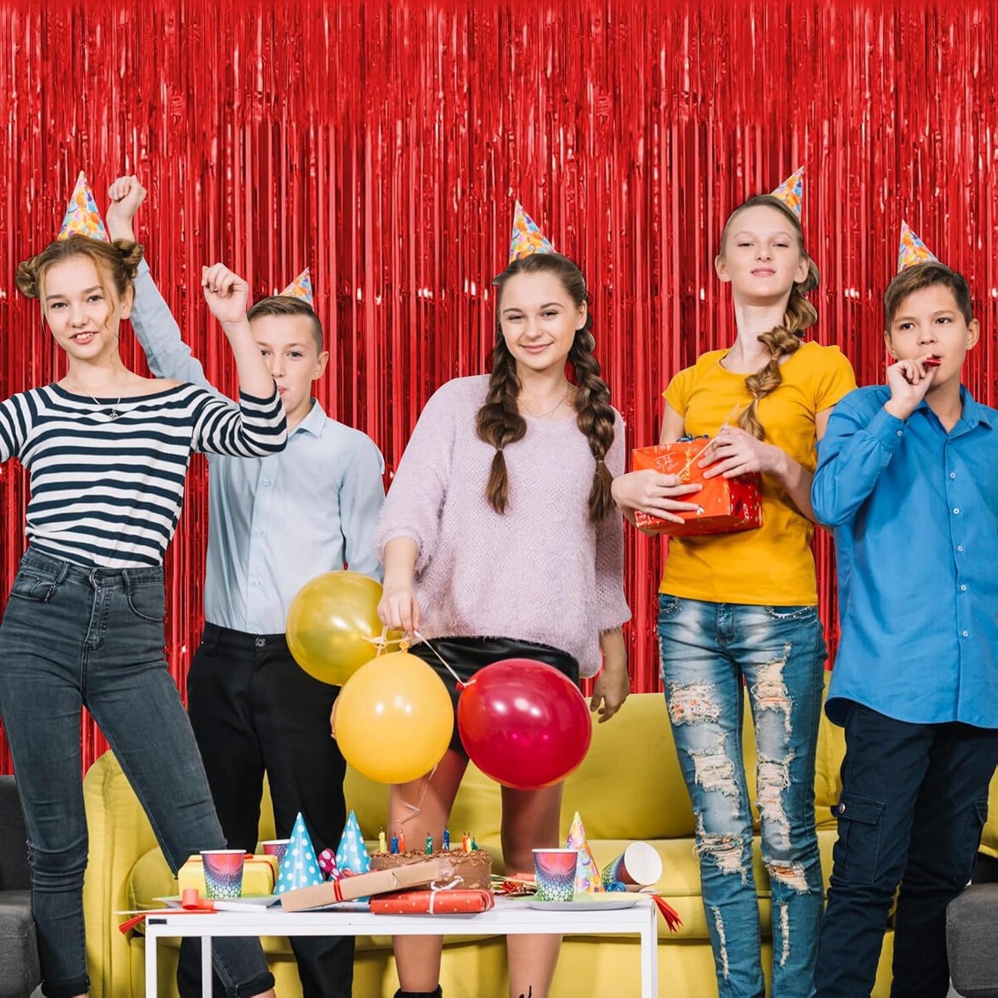 Silver Fringe Curtain Party Streamers, 12 Pack 3.3ft x 8.2ft Foil Curtain Backdrop Tinsel Foil Fringe Curtains Photo Booth Backdrop Streamer for Birthday, Wedding, Baby Shower, Disco Party