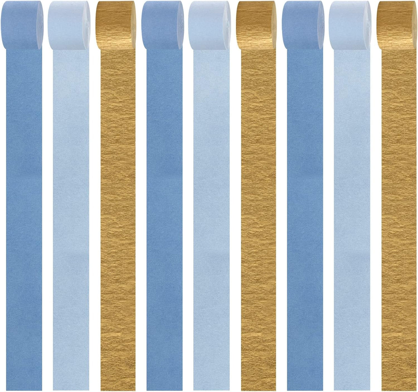 Navy-Blue White-Gold Crepe Paper Streamers - 9 Rolls Royal Blue Graduation 2025 Men Boy Birthday Party Decorations Streamer Wedding Bridal Shower Paper Garland Fathers Day Decor Panduola