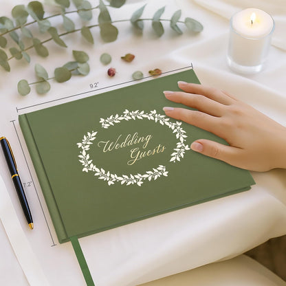 &And Per Se White Wedding Guest Book with Photo Spots – Elegant Hardcover Sign-in Book for Weddings, Baby Showers & Special Events – Blank & Lined Memory Keepsake Album