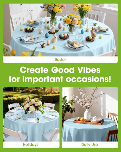 Pureegg Plastic Table Cloth Disposable 8 Pack, 54 x 108 Inch Table Cloths, Party, Picnic, Wedding, Decorative Tablecloths, Rectangle, White Plastic Cover, Leakproof & Sturdy, White
