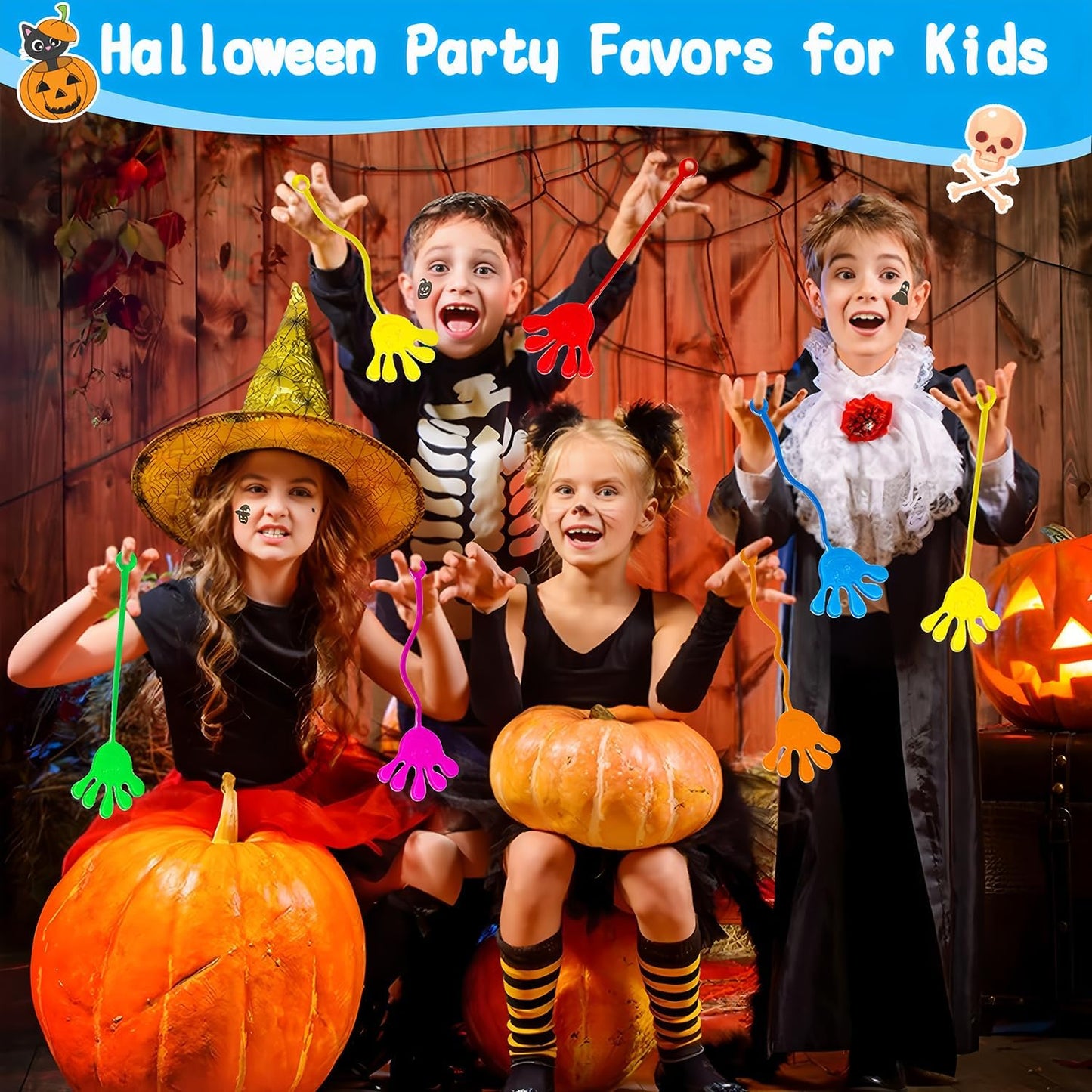 Armaytoy 20Pack Glow in Dark Glitter Sticky Hands Party Favors for Kids Pinata Goodie Bag Stuffers Classroom Prizes Birthday Stretchy Treat Trinkets Treasure Box Bulk Toys
