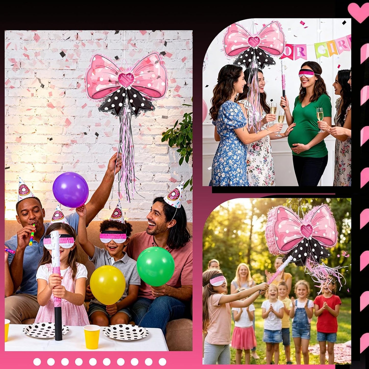 Rock and Roll Skeleton Piñata with Headphones Design Blindfold Hitting Stick Confetti for Music Themed Birthday Party (15.56 x 13.19 x 2.76 inch)