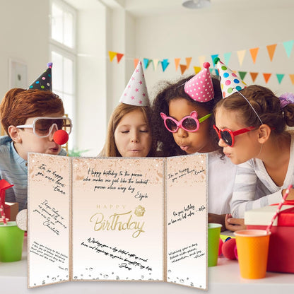 Crenics Black and White Birthday Decorations Women Men, Creative Birthday Guest Signature Book Alternative 18" x 12", Great Party Gifts for Girls or Boys