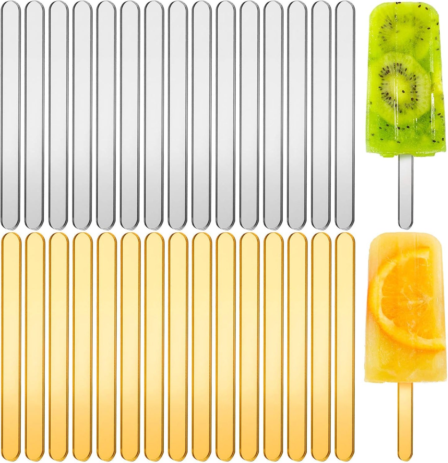 30 Pieces Acrylic Sticks Reusable Cakesicle Cake Pop Mold Mirror Ice Pop Sticks Ice Cream Cakesicle Mold for Home Cake Candy Gifts Party Craft