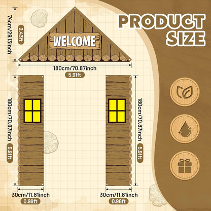 Peryiter 3 Pcs Camping Themed Party Decorations Banner Welcome Porch Sign with 1 Double Sided Tape for Summer Camp Birthday Hawaii Baby Shower Themed Party Activity Decor door (Forest Style)